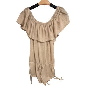 Gold Sparkly Off-Shoulder Ruffle Romper